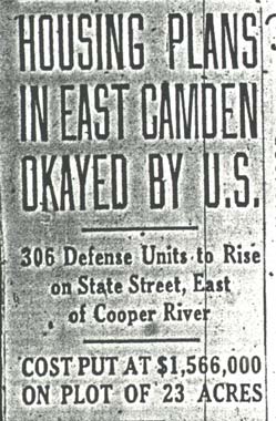 Housing Plans in East Camden Okayed by U.S., Camden Courier-Post, January 17, 1942