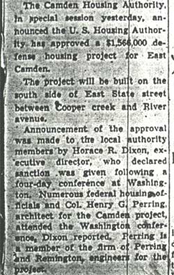 Housing Plans in East Camden Okayed by U.S., continued