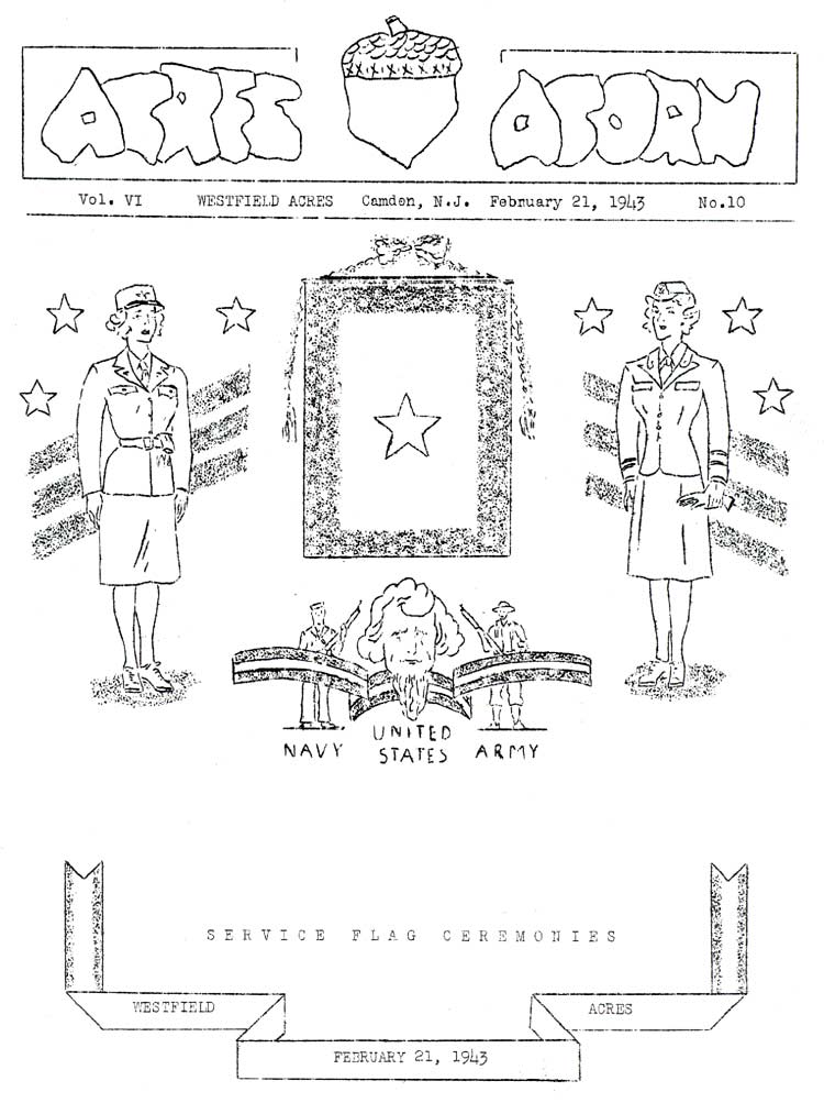 Westfield Acres service flag ceremony program, February 21, 1943