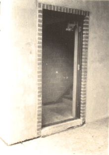 Main entrance door blown off during heavy windstorm