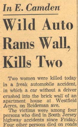 Wild Auto Rams Wall, Kills Two, March 23 1959, page 1