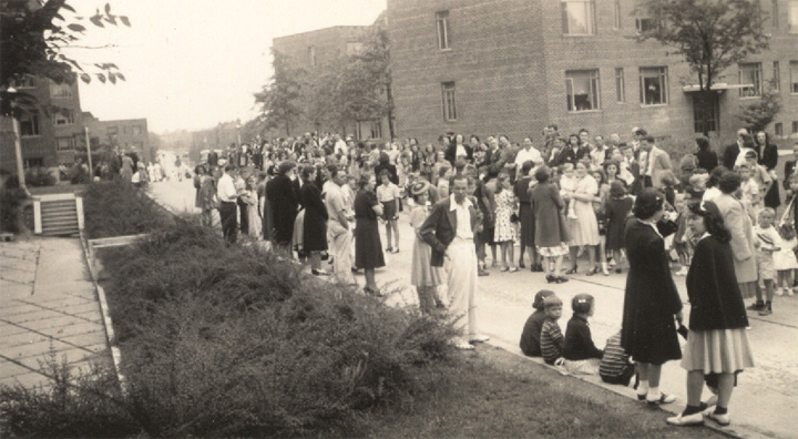 Waiting for the parade to begin on Beideman Avenue, July 4, 1941