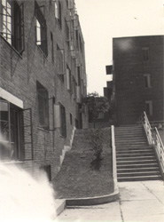 Concrete steps and terrace on northeast side of Building 13, July 1941