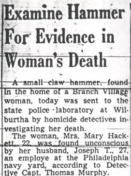 Examine Hammer For Evidence in Woman's Death, Camden Courier-Post, April 12, 1950