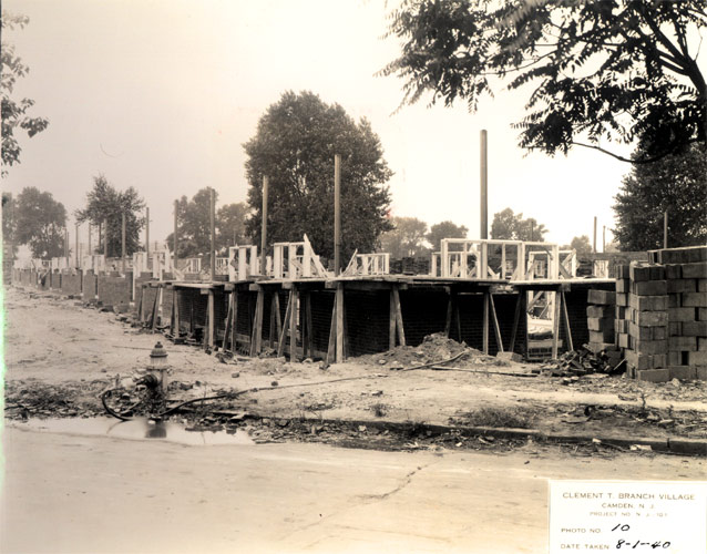 Progress of brick work for building #14, Clement T. Branch Village, August 1940