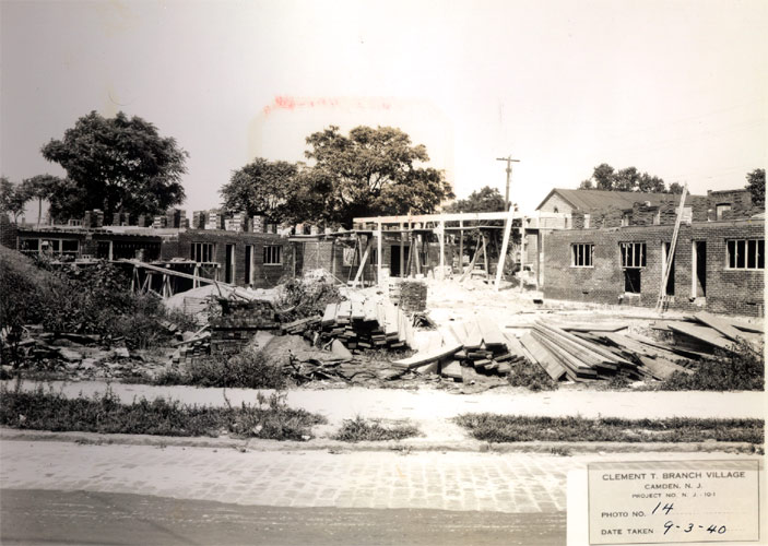 Construction work on buildings #19 and #20, Clement T. Branch Village, September 1940