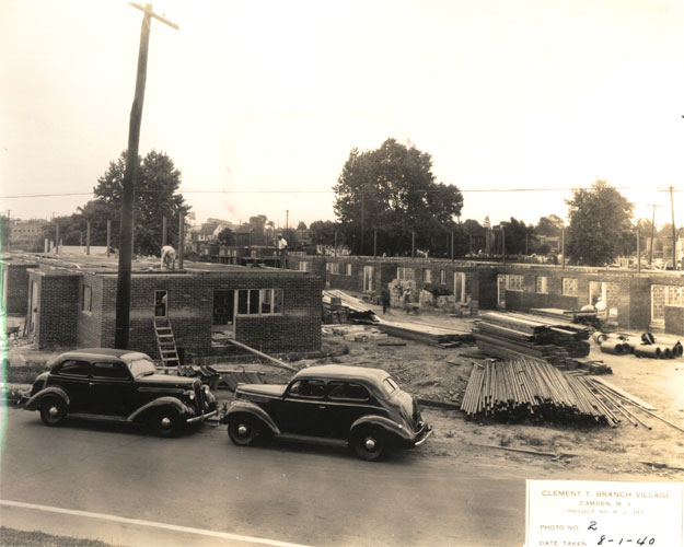 Brick work to second floor elevation for buildings #11 and #13, Clement T. Branch Village, August 1940