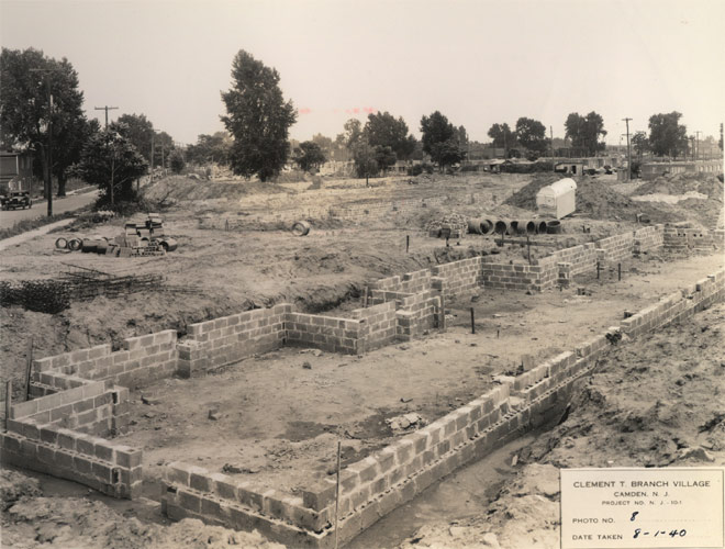 Foundation walls for buildings #4, #6, #8 and #19, Clement T. Branch Village, August 1940