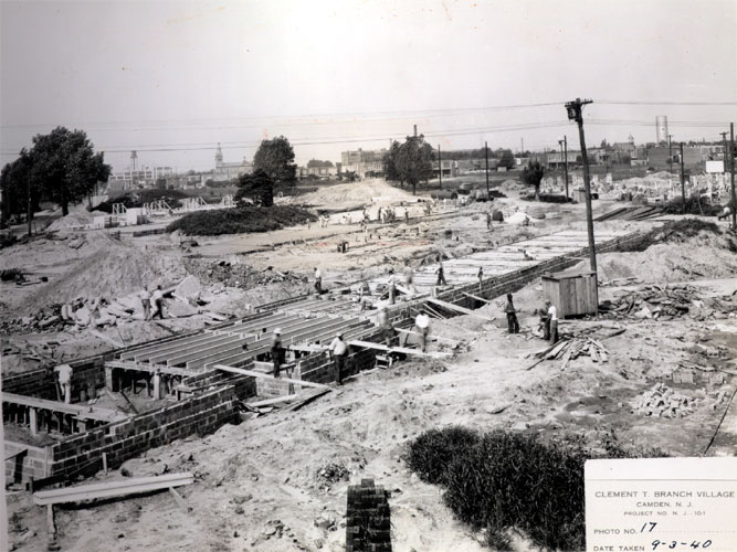 Construction work on buildings #1, #3, #5, and #7, Clement T. Branch Village, September 1940