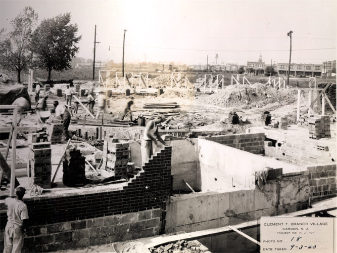 Construction work on buildings #2 and #4, Clement T. Branch Village, September 1940