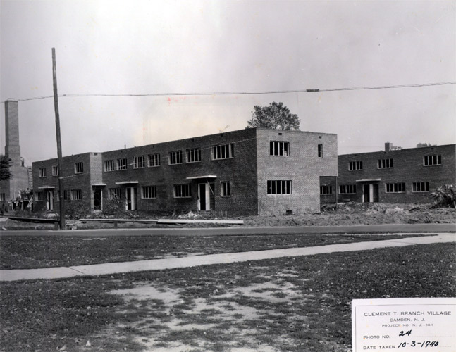 Construction work on buildings #15 and #17, Clement T. Branch Village, October 1940