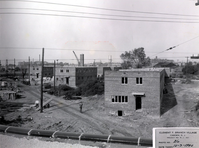 Construction work on buildings #2, #4, and #6, Clement T. Branch Village, October 1940