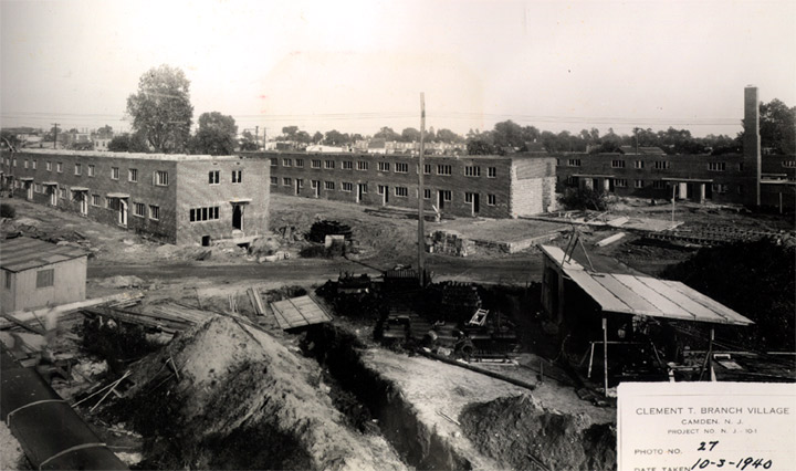 Construction work on buildings #8, #10, and #12, Clement T. Branch Village, October 1940