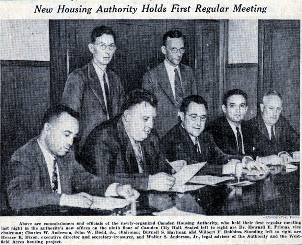 New Housing Authority Holds First Regular Meeting — commissioners and officials of the newly-organized Camden Housing Authority at their first regular meeting