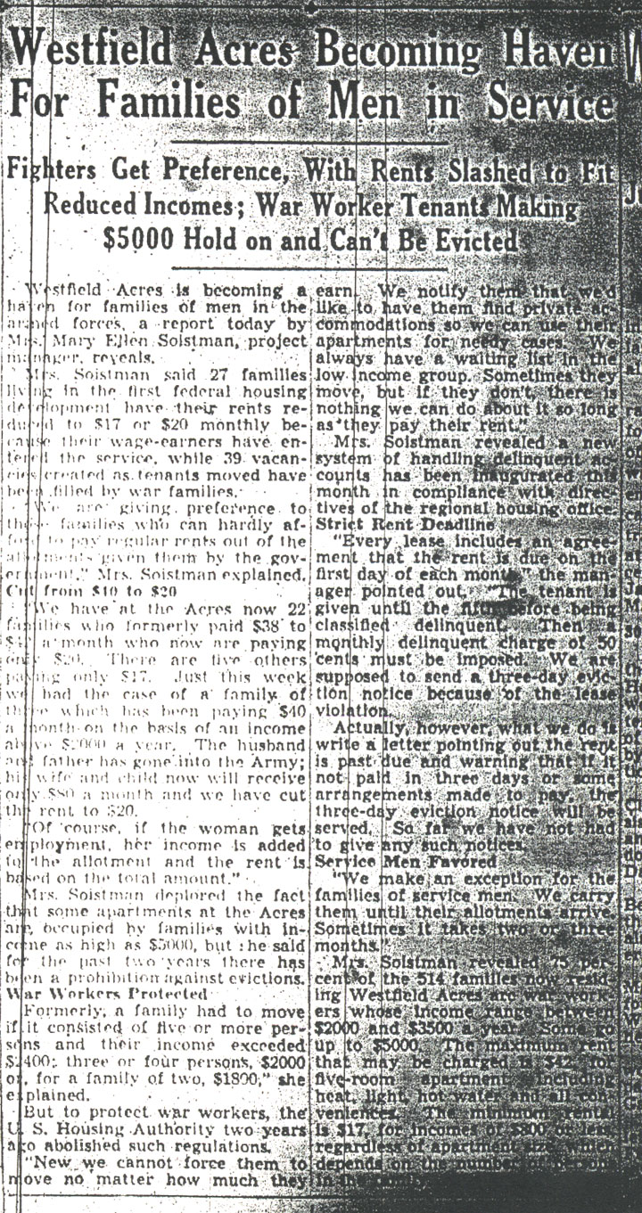 Westfield Acres Becoming Haven For Families of Men in Service, Camden Courier-Post, February 2 1944