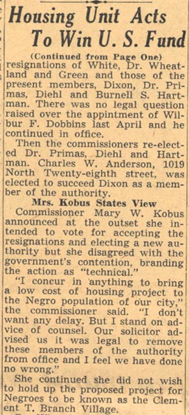 Housing Unit Reorganizes — article continuation (column 4)