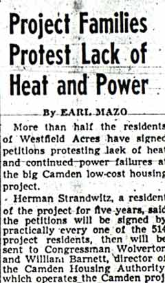 Westfield Acres resident, January 1949