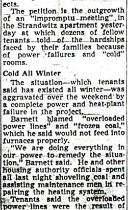 Westfield Acres resident, January 1949