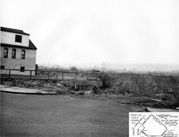 Looking south from Boyd and Watson Streets, proposed McGuire Gardens site, February 14, 1951