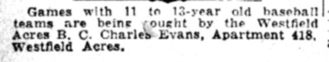Westfield Acres Boys Club, Charles Evans, July 23 1941