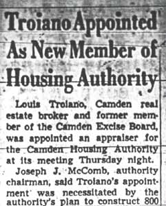Troiano Appointed As New Member of Housing Authority — Camden Courier-Post, July 22, 1950