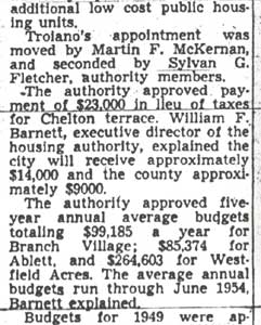 Troiano Appointed As New Member of Housing Authority (continued) — Camden Courier-Post, July 22, 1950