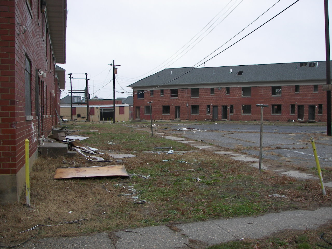 Looking east towards rear of administration and maintenance building, Roosevelt Manor, January 2007