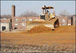 Demolition on North 32nd Street, Westfield Acres in background