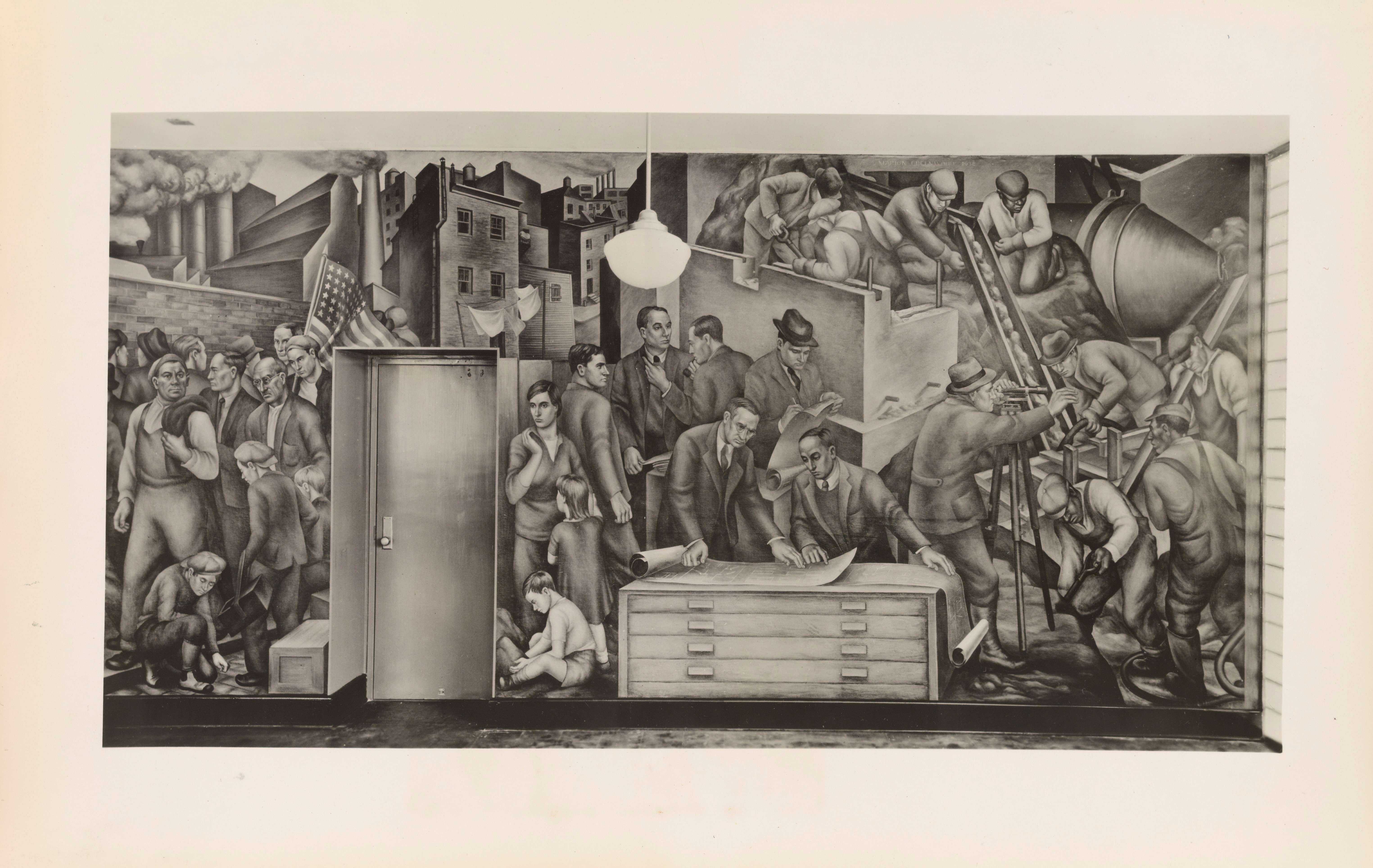 Mural in social room, Westfield Acres