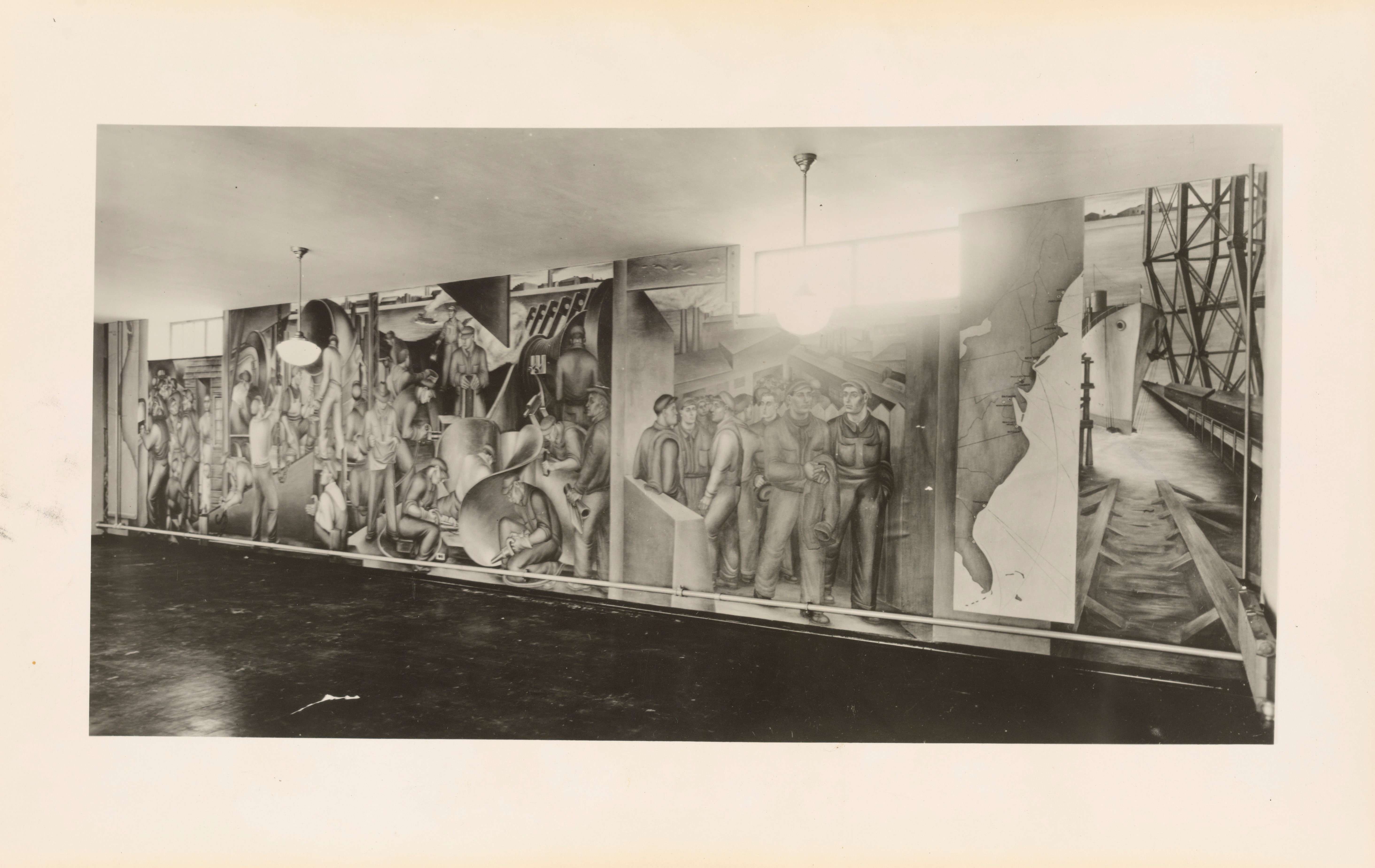 Mural in social room, probably Building 9, Westfield Acres