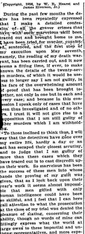 H.H. Holmes confession — page 01