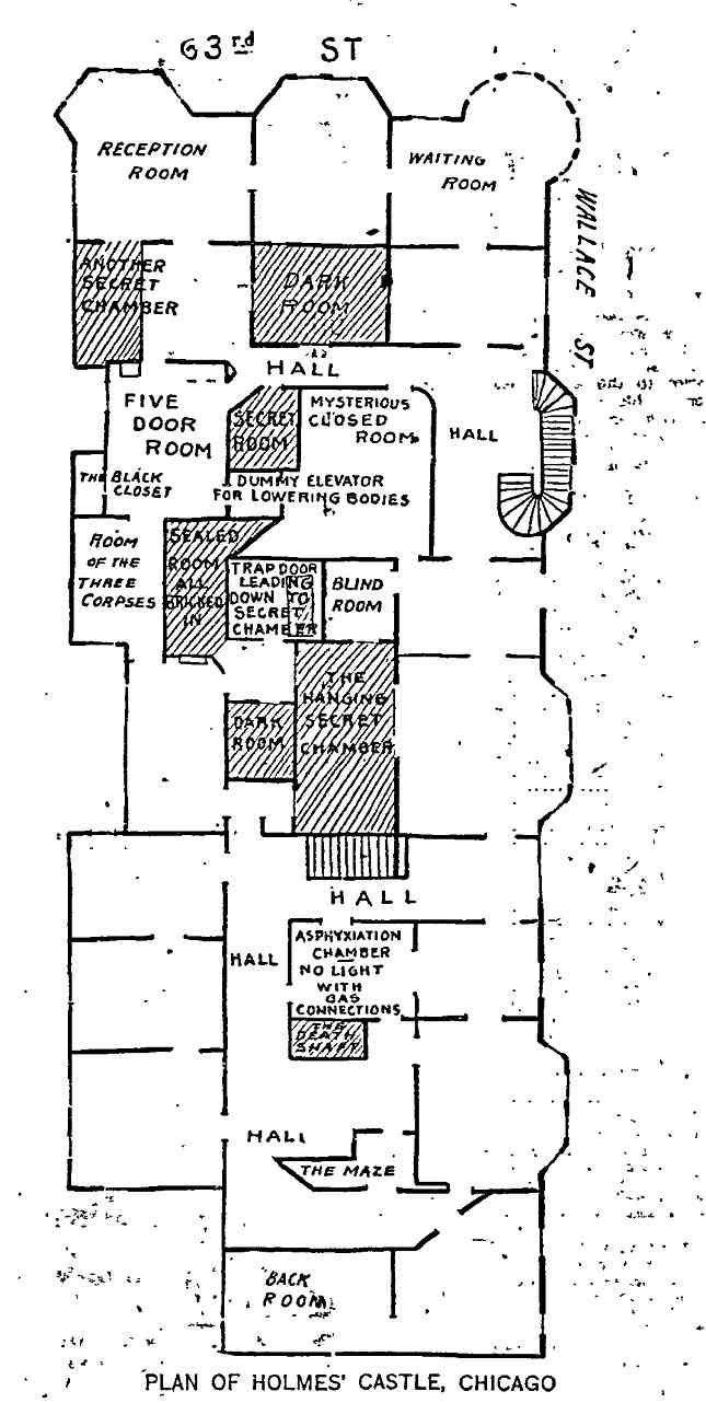 H.H. Holmes confession — map