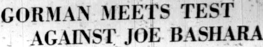 Gorman Meets Test Against Joe Bashara, Camden Courier-Post, September 12, 1928 — newspaper header