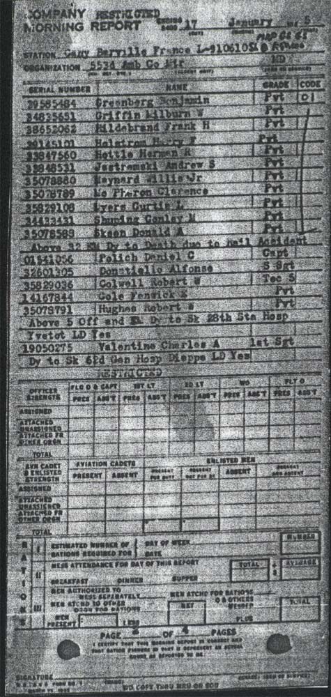 553rd Ambulance Company Morning Report, January 17, 1945 - page 2