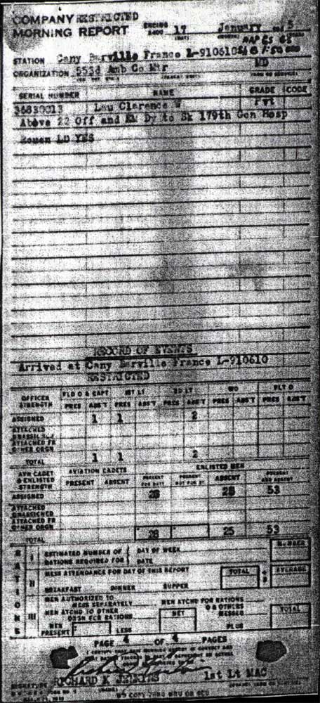 553rd Ambulance Company Morning Report, January 17, 1945 - page 4