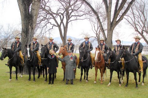 Frank Hosek and his daughter on Remembrance Day with the Kamloops Mounted Patrol