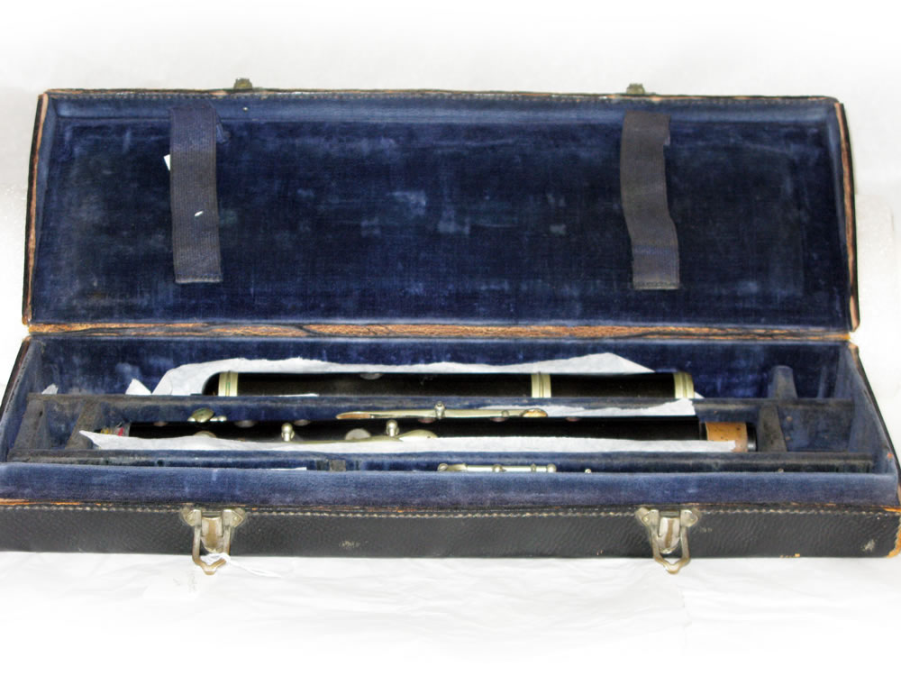 Frank Hosek's flute in its leather-covered case