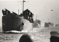 Anzio invasion convoy of U.S. LSTs approaches Anzio/Nettuno beachhead