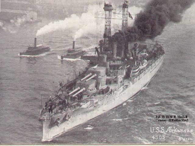 USS Arkansas (BB-33) underway, shortly after commissioning, 1912