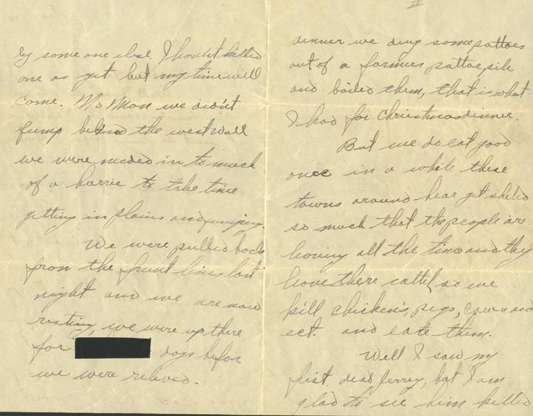Letter home from the front, January 1 1945, page 2