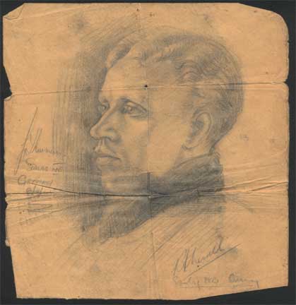 Pencil sketch made while at Stalag Luft IVB by a fellow POW