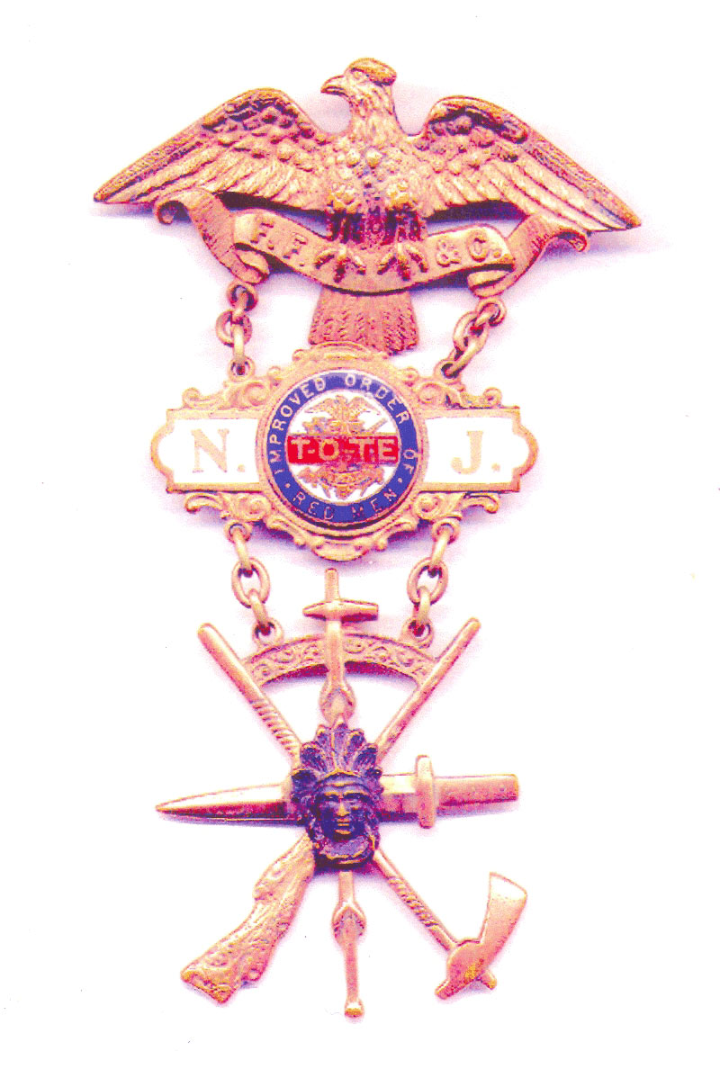1922 Improved Order of Red Men badge, front, awarded to Grover Cleveland Herman Behm by Ottawa Tribe No. 15