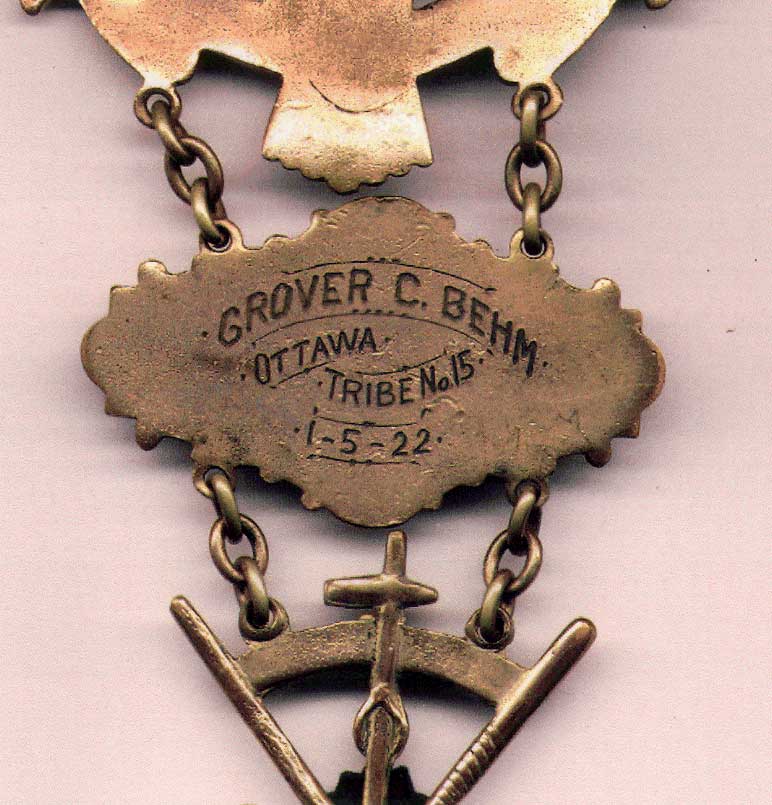 1922 Improved Order of Red Men badge, rear