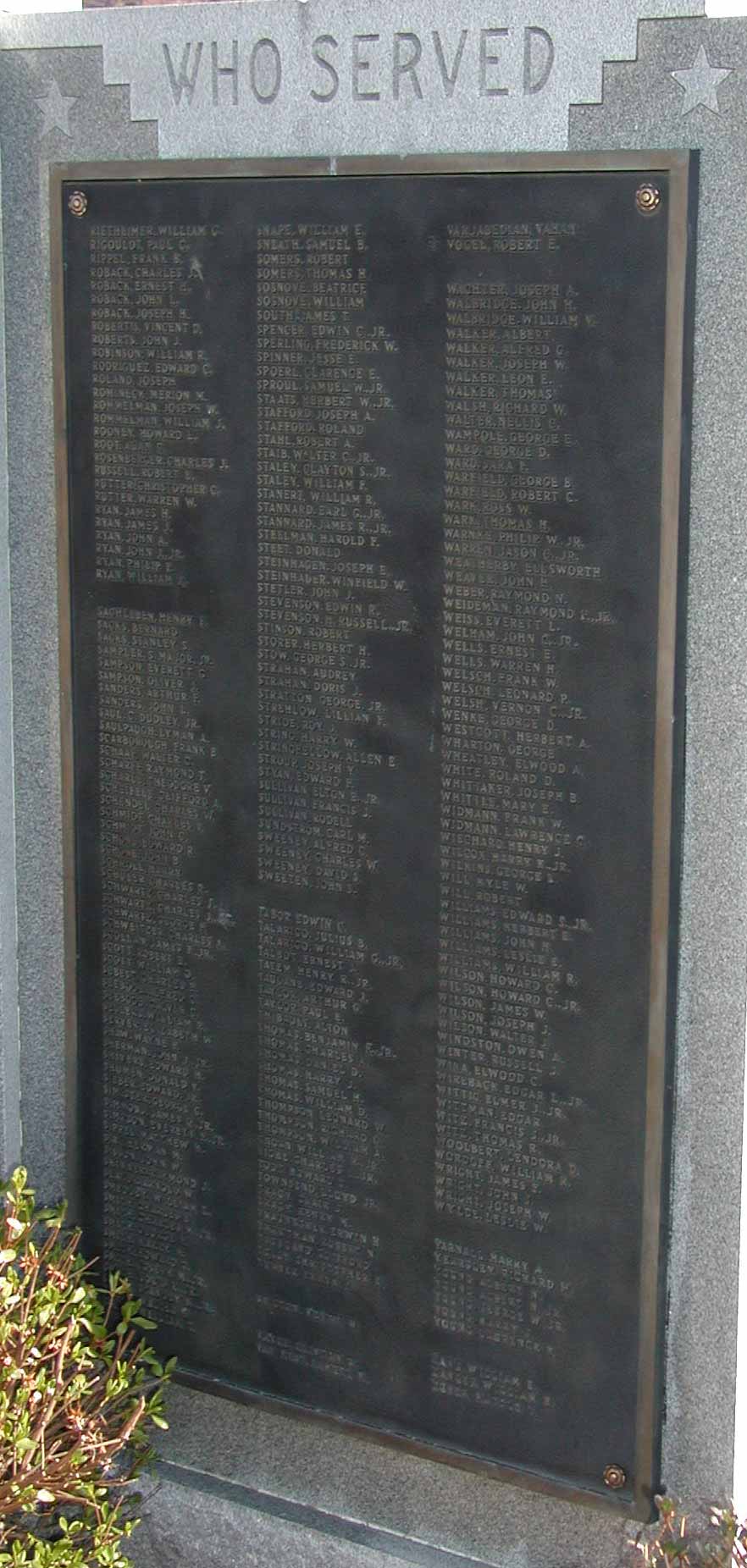 Audubon War Memorial panel