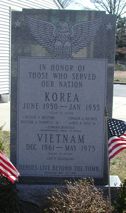 Audubon, N.J. Korean and Vietnam War Memorial — names on the monument