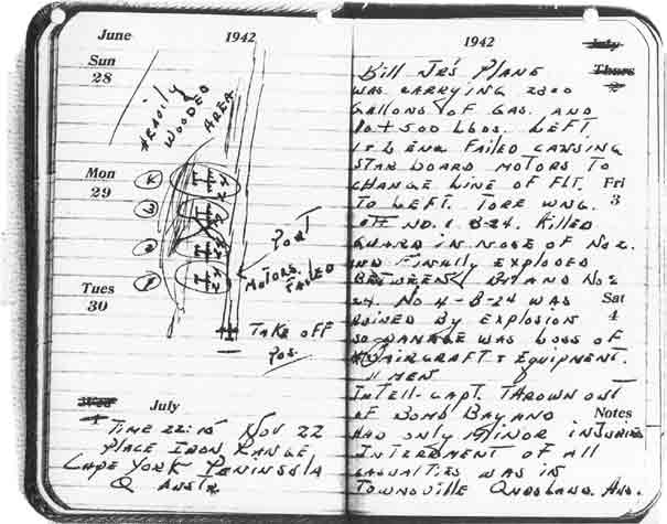 Handwritten account of the plane crash by Thomas C. Sippel