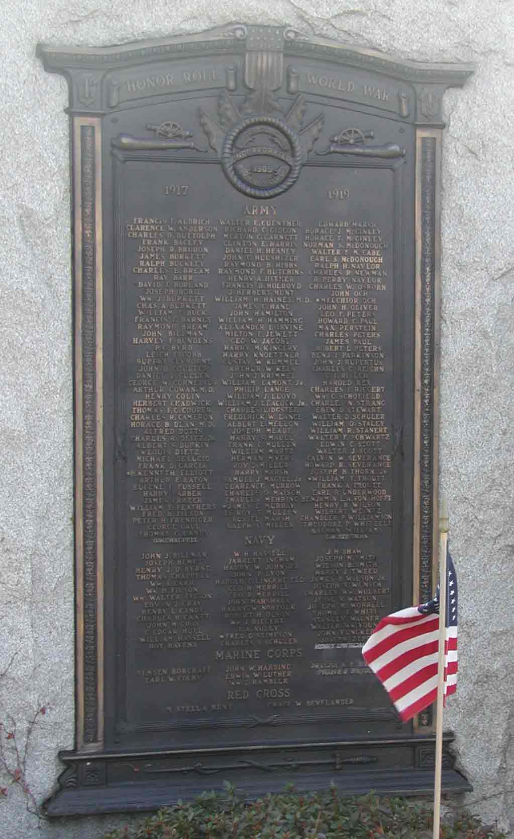 Audubon, N.J. World War I Memorial — names on the monument