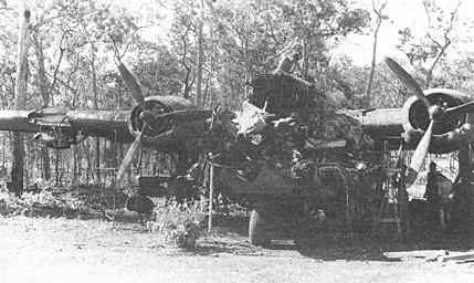 B-24 Liberator damaged during the accident at Gordon Strip at Iron Range, Queensland, Australia, November 16, 1942
