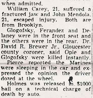 Newspaper clipping continued: driver dozed at the wheel