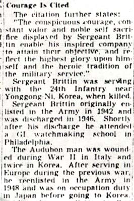 Newspaper clipping continued: Courage Is Cited